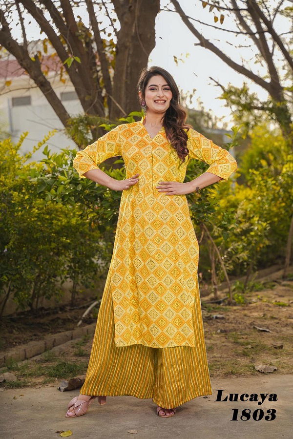 Lucaya Vol 18 Printed Casual Wear Kurti With Bottom Wholesale Market In Surat
